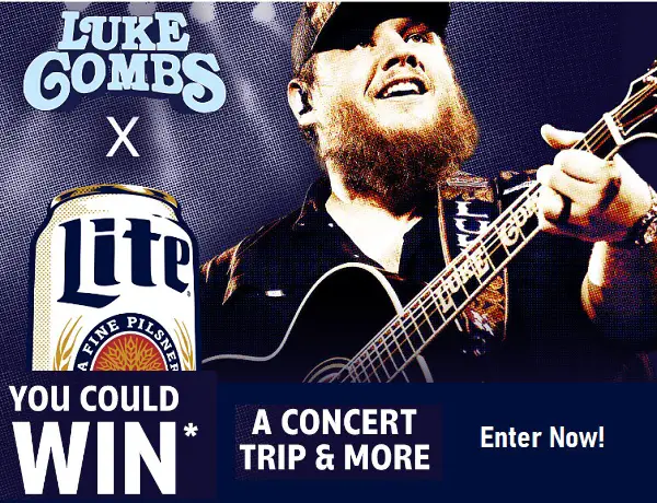 Miller Lite Luke Combs Concert Giveaway: Instant Win Free Tickets, a Trip & More