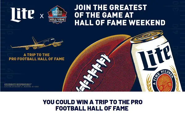 Miller Lite Pro Football Hall of Fame Sweepstakes: Win a Trip to Canton, Free T-shirt & More