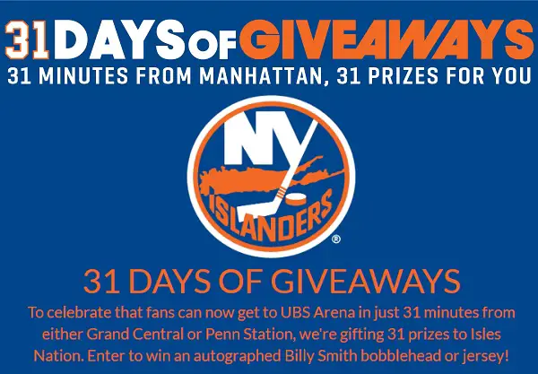 New York Islanders’ 31 Days of Giveaways: Win Free Jersey (Daily Prize)
