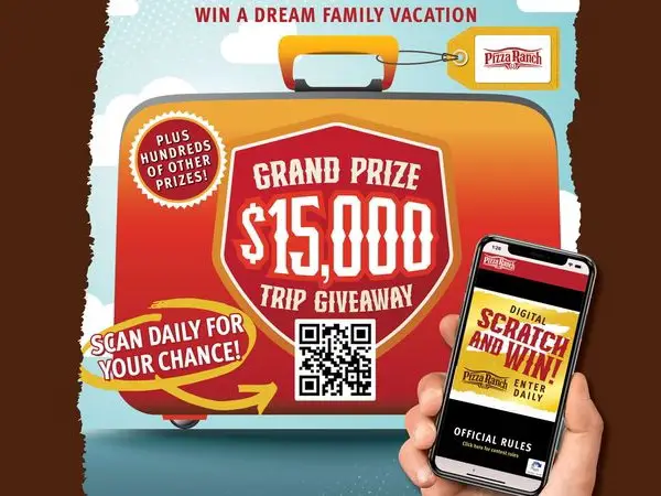 Pizza Ranch Dream Family Vacation Giveaway: Win $15000 Travel Credit or Instant Win Prizes!