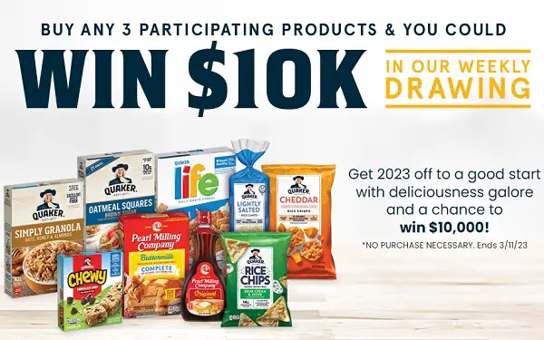 Quaker New Year Giveaway: Win $10000 Cash Every Week