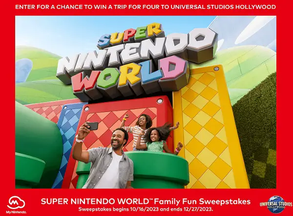 Super Nintendo World Family Fun Sweepstakes: Win Trip to Universal Studios Hollywood