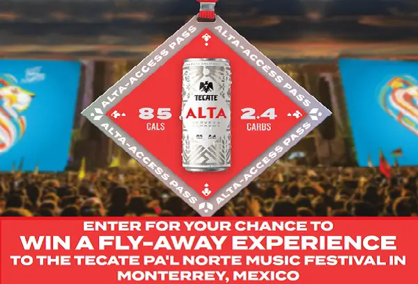 Instant Win a Trip to Tecate Pa’l Norte Music Festival & Free Merchandise (60+ Winners)