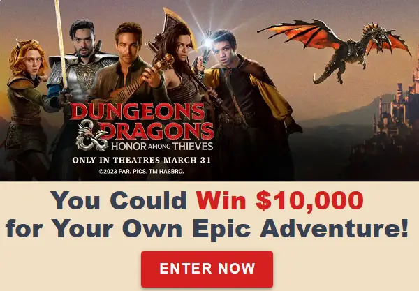 Valpak Dungeons & Dragons Movie Sweepstakes: Win $10000 Cash for Epic Adventure