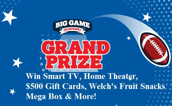 Welch’s Fruit Snacks Big Game Giveaway: Win a Smart TV, $500 Gift Card, Free Snacks & More