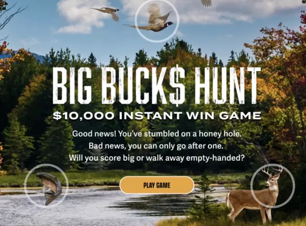 Winston Big Buck$ Hunt Instant Win Game: Win $10000 Cash or Rewards Cards (1000+ Prizes)