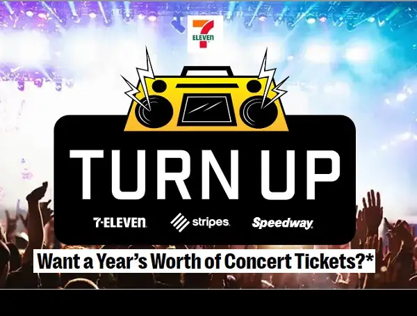 7-Eleven Turn Up Rewards Sweepstakes: Win Free Concert Tickets for a Year