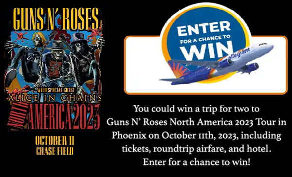 Allegiant Air Guns N’ Roses Flyaway Sweepstakes: Win a Trip & Free Concert Tickets