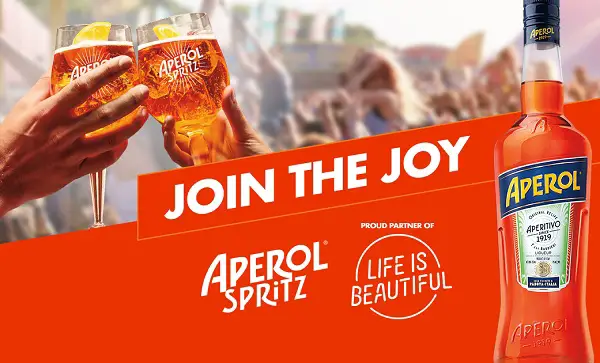 Aperol Join the Joy Sweepstakes: Win Trip to Life is Beautiful festival