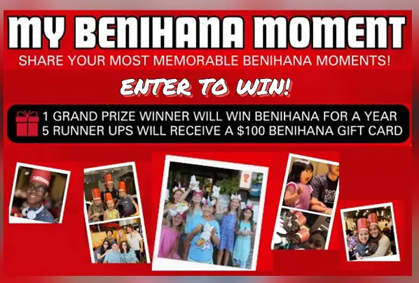 Benihana Photo Contest: Win Benihana for a Year, or $100 Free Gift Cards (6 Winners)