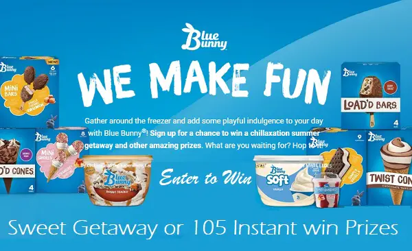 Blue Bunny Summer Fun Instant Win Game: Win $500 Airbnb gift card or Instant Win Prizes! (105 Winners)