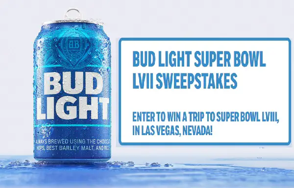 Bud Light Super Bowl LVIII Sweepstakes: Win a Trip to Las Vegas & Free Game Tickets