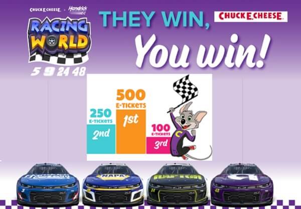 Chuck E Cheese They Win, You Win Free E-Tickets Giveaway (3 Winners)
