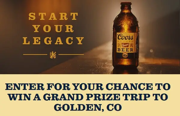 Coors Start Your Legacy Anniversary Sweepstakes: Win a Trip, Free T-Shirts & More (300+ Winners)