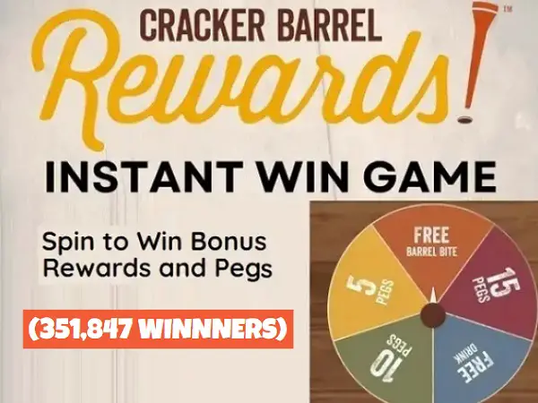 Cracker Barrel Rewards Instant Win Game Giveaway (351000+ Winners)