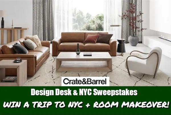 Crate & Barrel NYC Trip Giveaway: Win a Trip to New York & Free Room Makeover