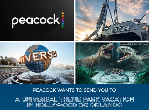 Peacock Dino Destination Vacation Sweepstakes: Win a Universal Theme Park Vacation in Hollywood or Orlando!