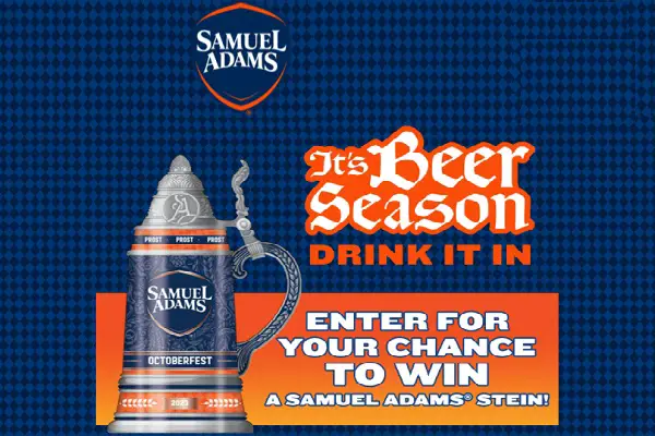 Drink it in 2023 Giveaway: Win Samuel Adams Octoberfest Beer Stein (1000+ Winners)