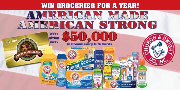 Church and Dwight Made in USA Sweepstakes: Win $50000 in Free Commissary Gift Cards