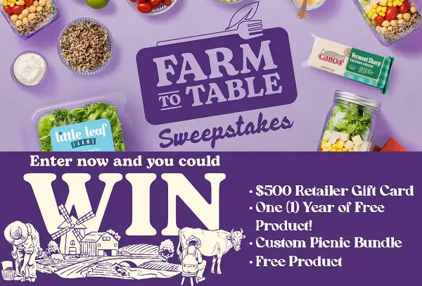 Farm to Table Sweepstakes: Win $500 Free Retailer Gift Card, Yet Cooler & More (10+ Prizes)