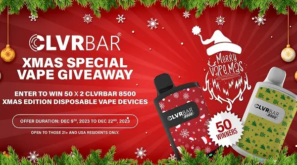 Win CLVRBar 8500 Xmas Edition Vape Device ! (50 Winners)