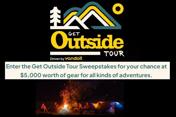 Get Outside Tour Giveaway: Win $5,000 Free Outdoor Camping Gear (10 Winners)