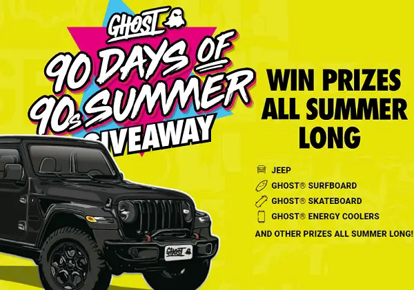 Ghost 90 Days of 90s Summer Sweepstakes: Win a Jeep or Instant Win Prizes!
