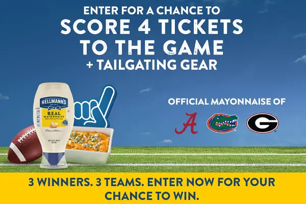 Hellmann’s Game Day Ready Sweepstakes: Win Free Game Tickets and Tailgating set (3 Winners)