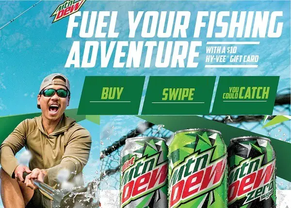 MTN Dew Outdoor Fishing Giveaway: Win Free Hy-Vee Gift Cards up to $20,000 (2,000 Prizes)