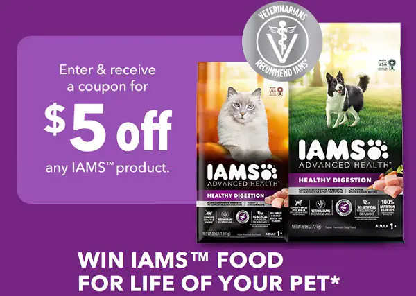 IAMS Discover Pet Sweepstakes: Win free Pet Food for Life for Dogs & Cats (10+ Prizes)