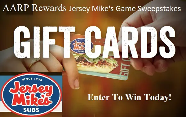 AARP Rewards Instant Win Jersey Mike's Subs Gift Card Giveaway (125 Winners)!