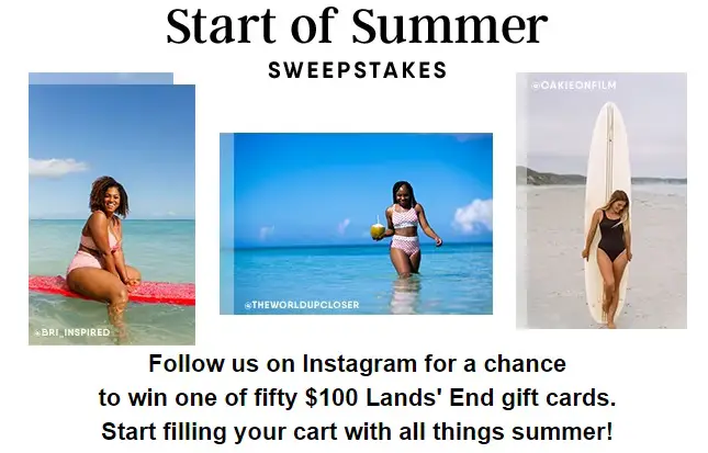 Lands' End Summer Sweepstakes: Win $100 Free Gift Card (50 Winners)