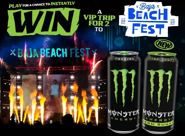 Monster Baja Instant Win Game Sweepstakes: Win a Trip to Baja Beach Fest, Prepaid Cards & More