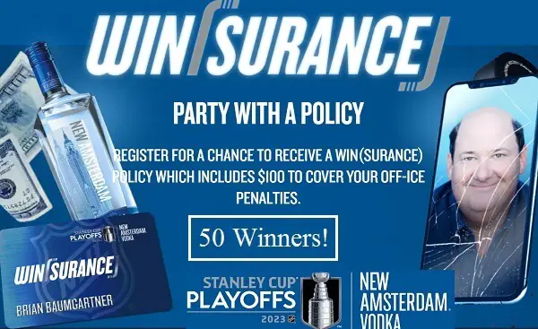 New Amsterdam Vodka Winsurance Policy Giveaway: Win $100 Free Gift Cards (50 Prizes)!