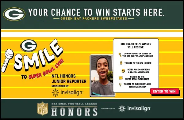 Green Bay Packers NFL Honors Junior Reporter Contest: Win Super Bowl LVIII Experience