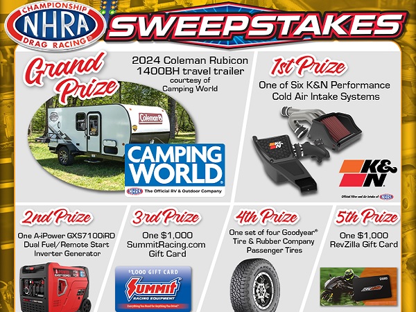 NHRA Sweepstakes: Win a Free Coleman Travel Trailer and More!