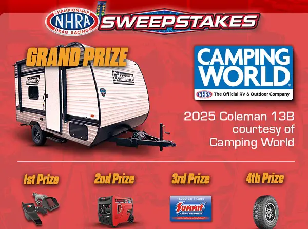 2025 NHRA Giveaway: Win a Travel Trailer, Dual-Fuel Generator & More