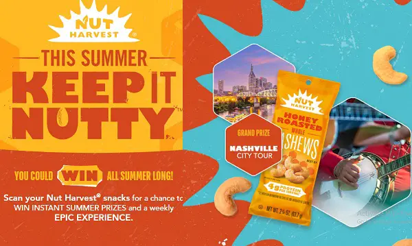 Nut Harvest Summer Sweepstakes: Win Free Vacation or Instant Win Prizes! (2000+ Prizes)