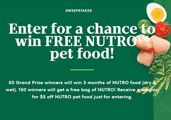 Nutro Satisfaction Pet Food Giveaway: Win Coupons & Free Food Products for Pets (200 Winners)