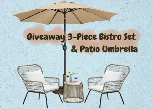 Outdoor Furniture Giveaway: Win a 3-Piece Bistro Set & a Patio Umbrella with Base