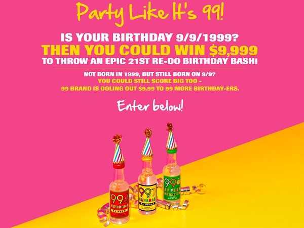 Party Like It’s 1999 Sweepstakes: Win a cash prize worth $9999!