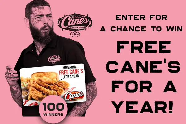 Win Free Raising Cane’s for a Year! (100 Winners)