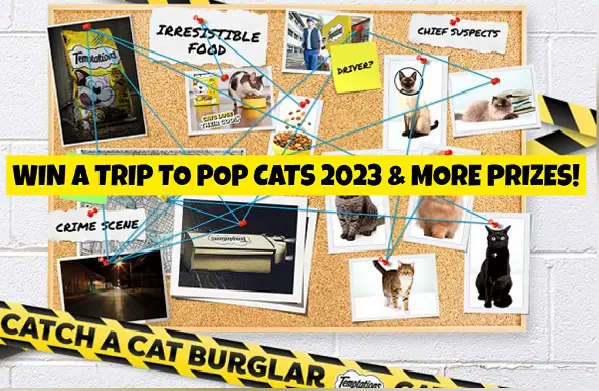 Catch a Cat Burglar Pop Cats Pet Giveaway: Win a Trip, Temptations Pet Supply, $1K Cash & More