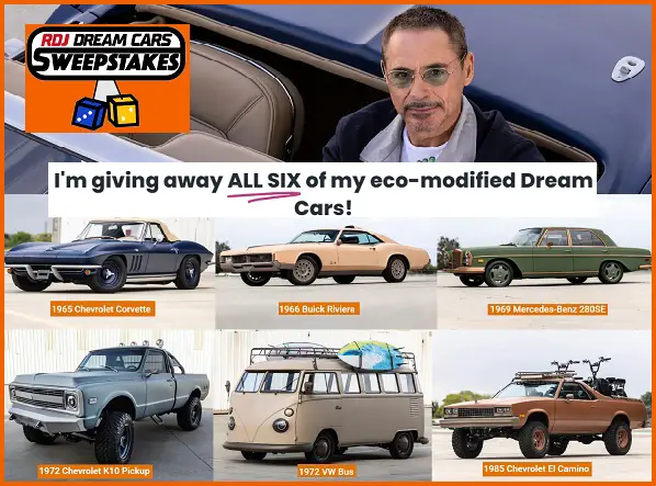 RDJ Dream Car Giveaway: Win Cars of Robert Downey Jr. & Road Trip Kit (6 Winners)