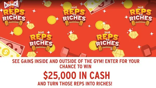 Crunch Reps to Riches Cash Giveaway: Win $25,000, Free Fitness Membership & Apple Watch