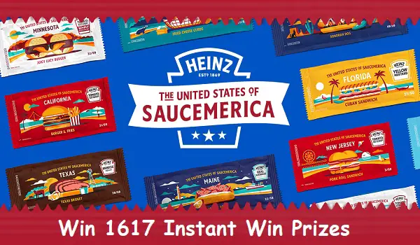 Heinz Saucemerica Sweepstakes: Win Cash Prizes Up to $100000 or Instant Win Prizes!