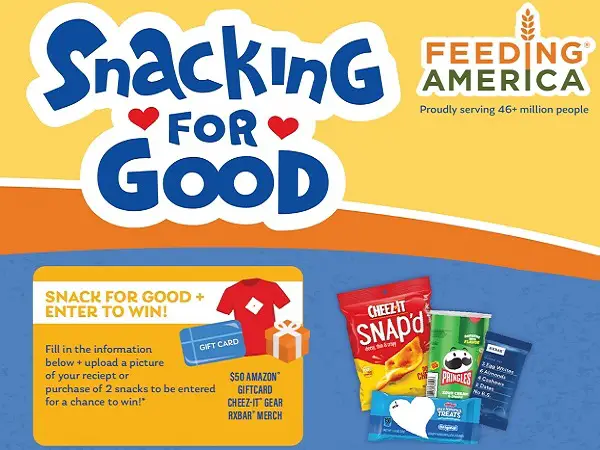 Kellogg’s Snacking for Good Sweepstakes: Win $50 Amazon Gift Card and Cheez-It & RXBar gear (125 Winners)