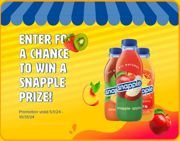 Snapple Instant Win Game: Win Mini Fridges, Free Pool Floats, Plush Toys & More