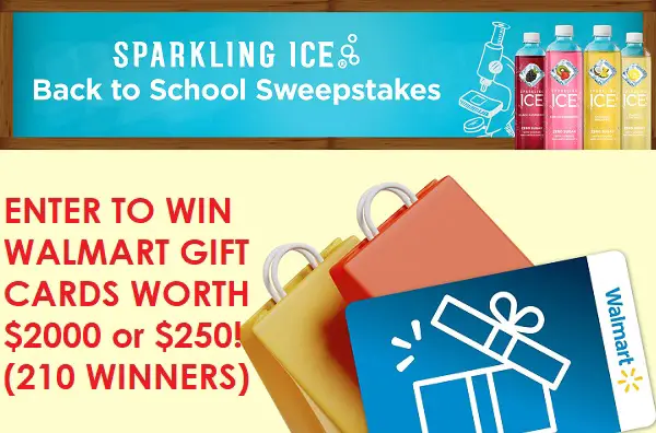 Sparkling ICE Back to School Sweepstakes: Win Free Wal-Mart Gift Cards! (210 Winners)