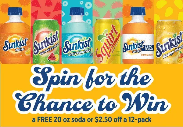 Spin into Summer Instant Win Game: Win Sunkist Products or Free Squirt Soda (40K+ Prizes)